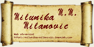Milunika Milanović vizit kartica